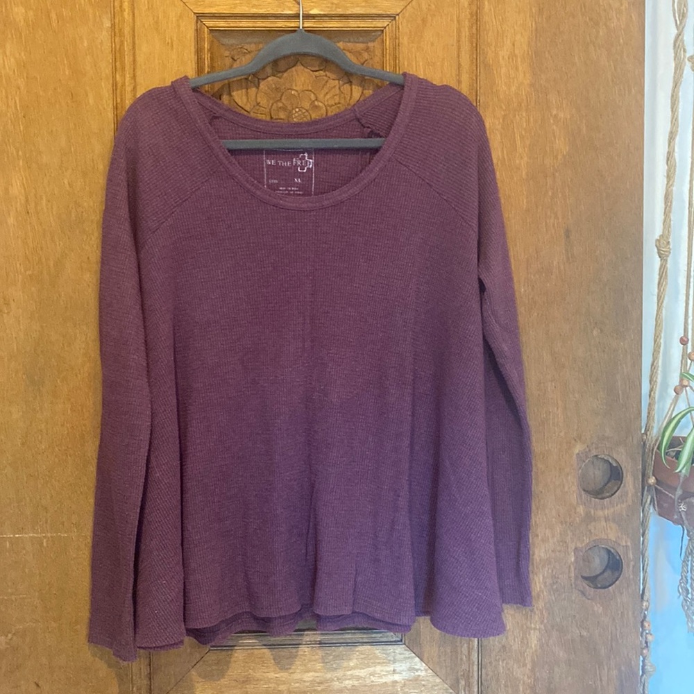 We the free waffle thermal swing top long sleeve purple XL